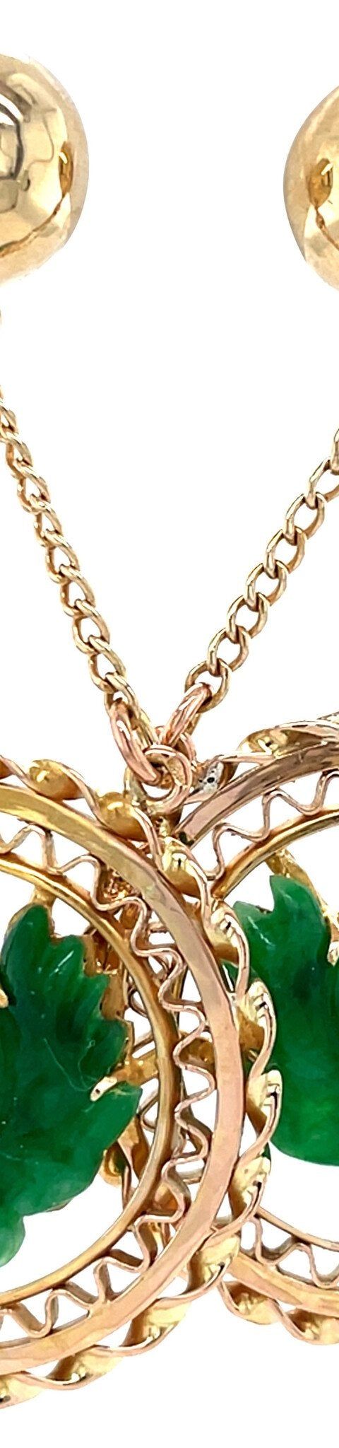 Vintage 14K Gold Drop Earrings with Jade